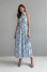 "Meili" dress in blue with print