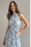 "Meili" dress in blue with print