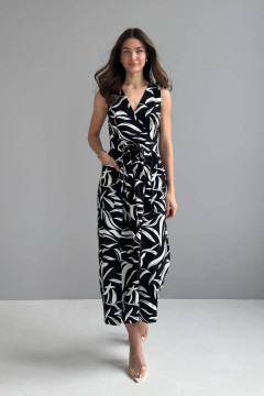 "Niola" black dress with print