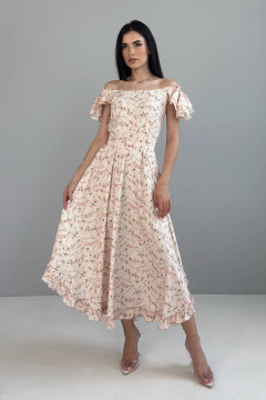 Dress "Dahlia" beige with print