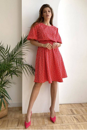 Платье «Ирида» красного цвета с принтом