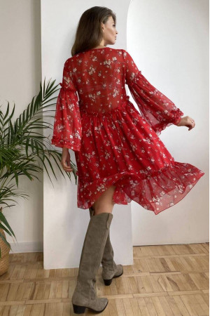 Платье «Алеса» красного цвета с принтом