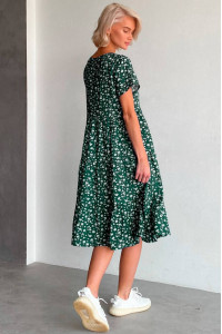 Платье «Клотильда» зеленого цвета с принтом