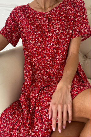 Платье «Клотильда» красного цвета с принтом