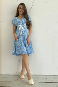 Платье «Труденс» синего цвета с принтом
