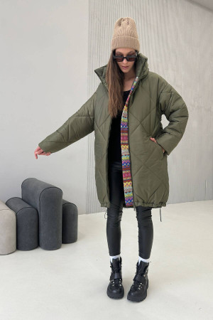 Жіноче пальто «Маруна» кольору хакі
