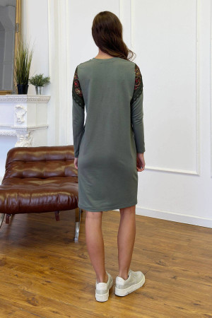 Сукня «Младана» кольору хакі з принтом