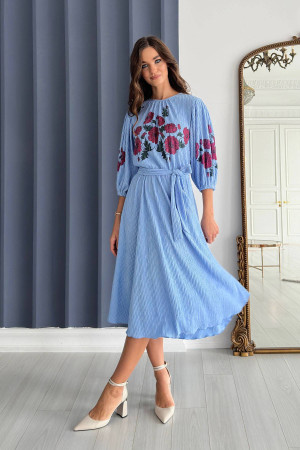 Платье «Сантана» голубого цвета с принтом