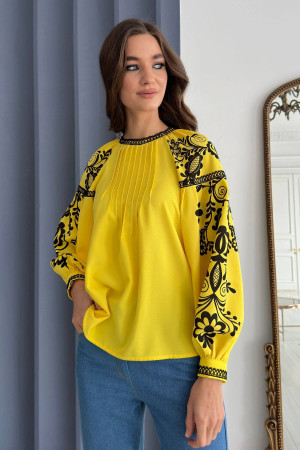 Блуза «Кендис» желтого цвета с принтом