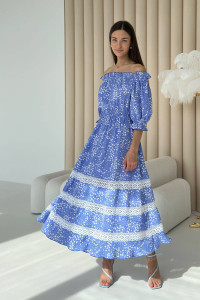 Сукня «Франциска» блакитного кольору з принтом