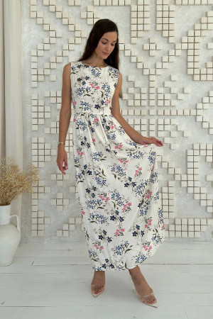 Платье «Дивария» бежевого цвета с принтом