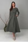 Olive-colored Bremor dress with checkered print