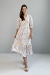 "Ivy" dress with beige print