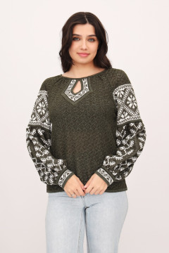 Knitted embroidered shirt "Danka" olive color
