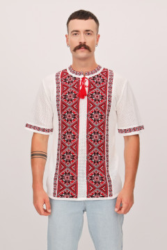 Knitted men's embroidered shirt "Sunrise"