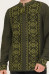 Вязаная вышиванка «Владар» оливкового цвета с черно-зеленым орнаментом