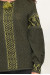 Вязаная вышиванка «Мартына» оливкового цвета с черно-зеленым орнаментом