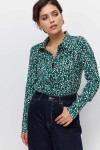 Сорочка «Еріка» з біло-зеленим принтом