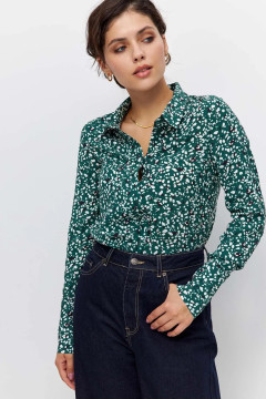 Рубашка «Еріка» с бело-зеленым принтом