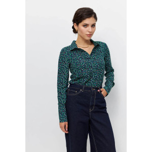 Сорочка «Еріка» чорного кольору з блакитно-зеленим принтом