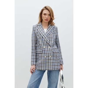 Жакет «Глазго» бежевого кольору з принтом-клітинка