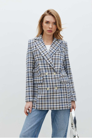 Жакет «Глазго» бежевого цвета с принтом-клетка