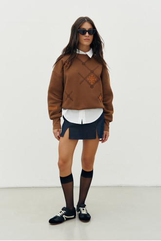 Світшот «Нікола» коричневого кольору Світшот «Нікола» коричневого кольору