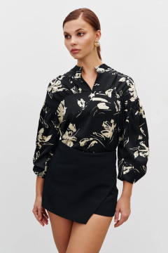 Сорочка «Джульєтта» чорного кольору з бежевим принтом