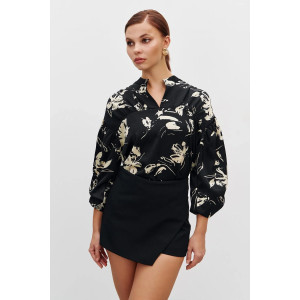 Сорочка «Джульєтта» чорного кольору з бежевим принтом