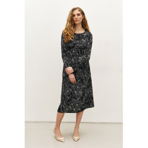 Платье «Каро» черного цвета с принтом-розами