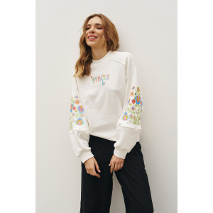 Sweatshirt "Nation" milky color