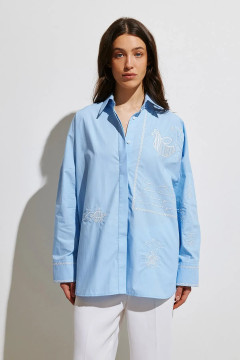 Рубашка «Українська пава» голубого цвета