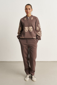 Брючний костюм «Баранці» коричневого кольору