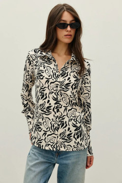 Рубашка «Лілу» с принтом в черном цветке