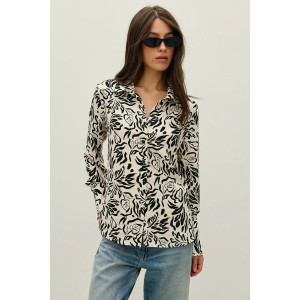 Рубашка «Лілу» с принтом в черном цветке