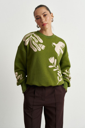 Світшот «Горлиця» оливкового кольору