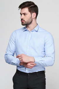 Мужская рубашка «Джеймс» голубого цвета в горошек