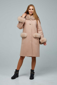 Зимнее пальто «Виола» светло-кремового цвета 48 размер
