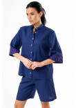 Блуза «Тильда-вышивка» темно-синего цвета