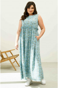 Платье «Лилиан» голубого цвета с принтом