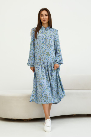 Платье «Брианна» голубого цвета с принтом