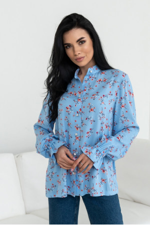 Блуза «Флорет» блакитного кольору з принтом