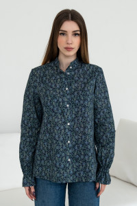 Блуза «Флорет» синього кольору з принтом