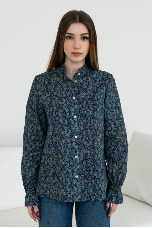 Блуза «Флорет» синього кольору з принтом