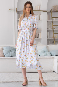Платье «Флорет-лето» белого цвета с желтым принтом