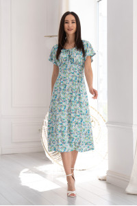 Платье «Элона» с бирюзовыми ромашками