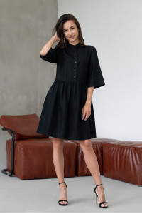 Платье «Тильда-мини с вышивкой» черного цвета