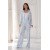 "Aytana" milky-colored pants with a blue print