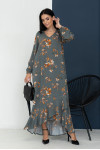 "Adriana" khaki dress with print