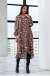 "Adriana-midi" dress in chocolate color with print